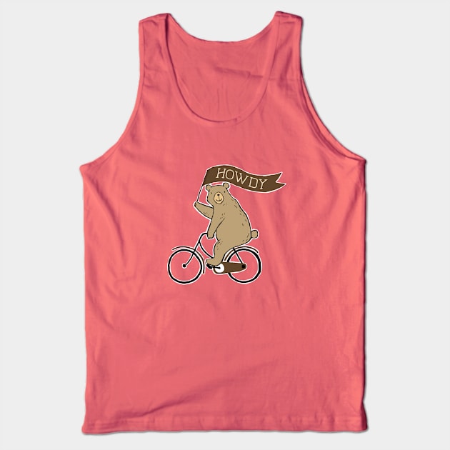 Your Friendly Neighborhood Bicycling Bear Tank Top by LittleBunnySunshine